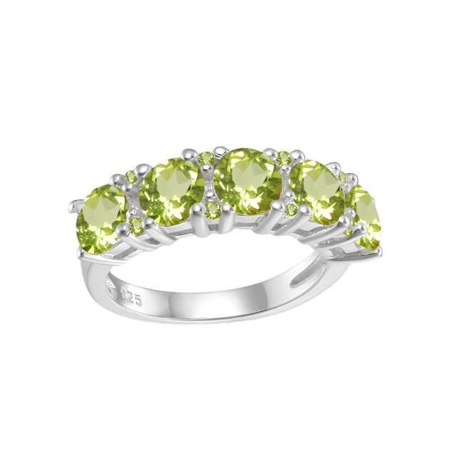 Anillo de media eternidad con cinco piedras preciosas GRACE en plata de ley