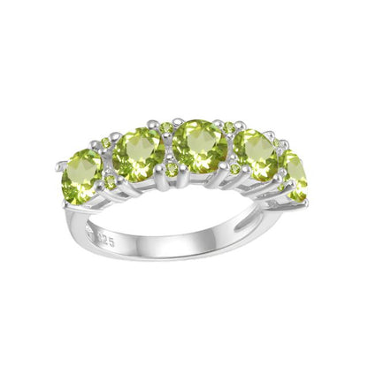 Anillo de media eternidad con cinco piedras preciosas GRACE en plata de ley