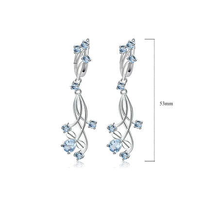 Pendientes colgantes con piedras preciosas florales GRACE en plata de ley