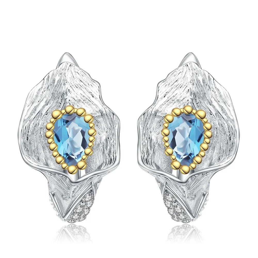 GRACE Gemstone Calla Lily Earrings in Sterling Silver