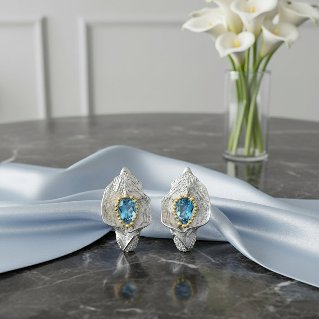 GRACE Gemstone Calla Lily Earrings in Sterling Silver