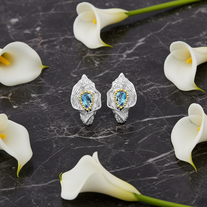 GRACE Gemstone Calla Lily Earrings in Sterling Silver