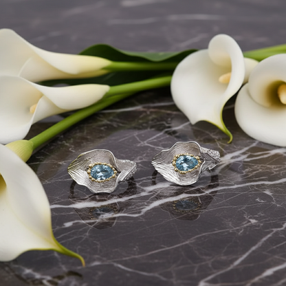 GRACE Gemstone Calla Lily Earrings in Sterling Silver