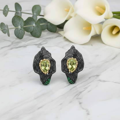 GRACE Gemstone Calla Lily Earrings in Sterling Silver