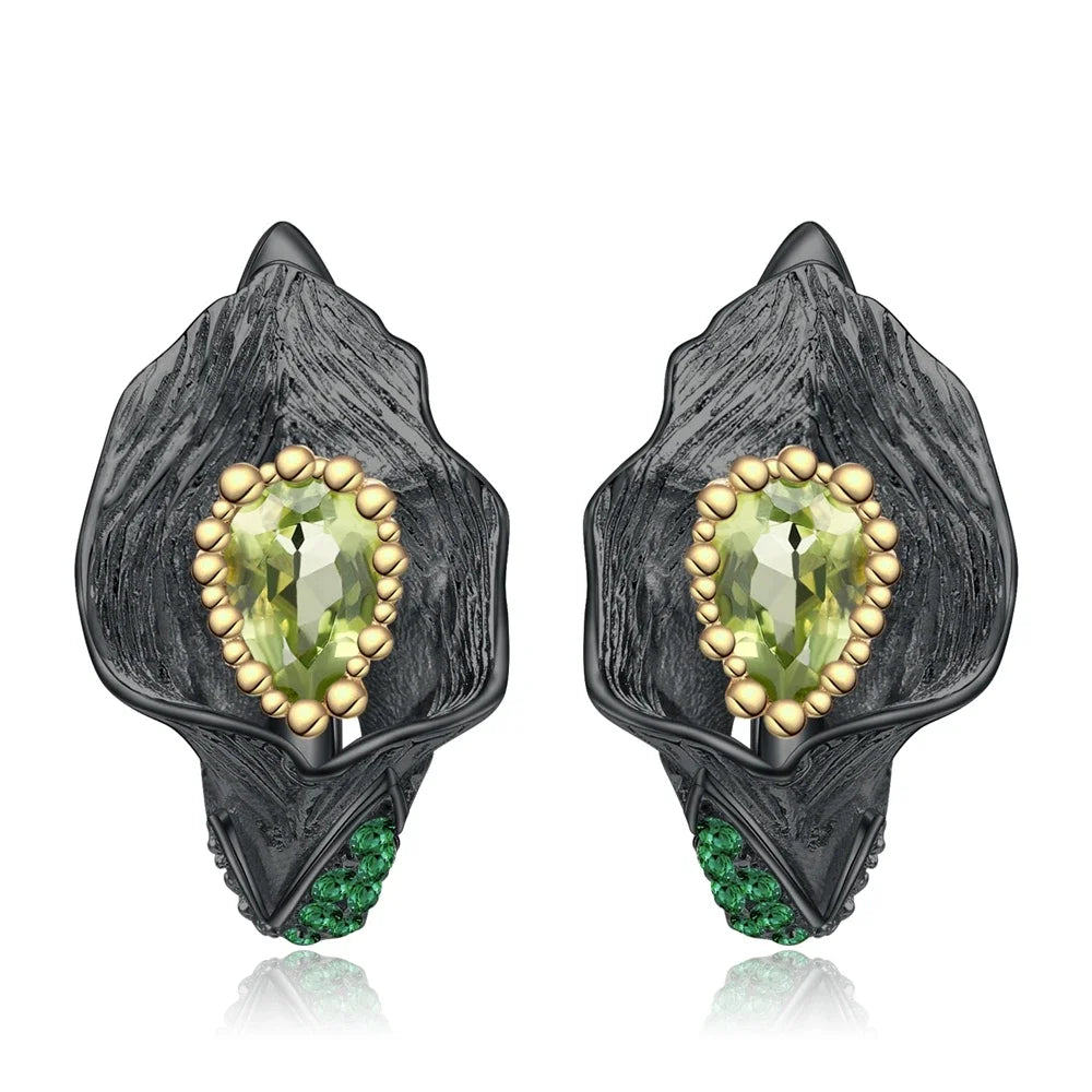 GRACE Gemstone Calla Lily Earrings in Sterling Silver
