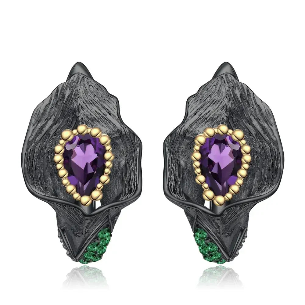 GRACE Gemstone Calla Lily Earrings in Sterling Silver