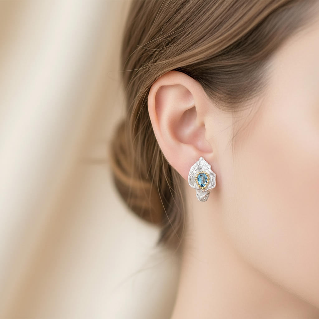 GRACE Gemstone Calla Lily Earrings in Sterling Silver