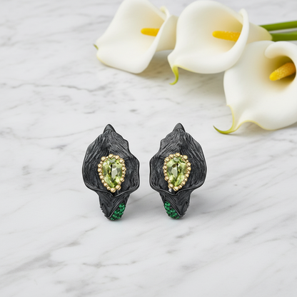 GRACE Gemstone Calla Lily Earrings in Sterling Silver