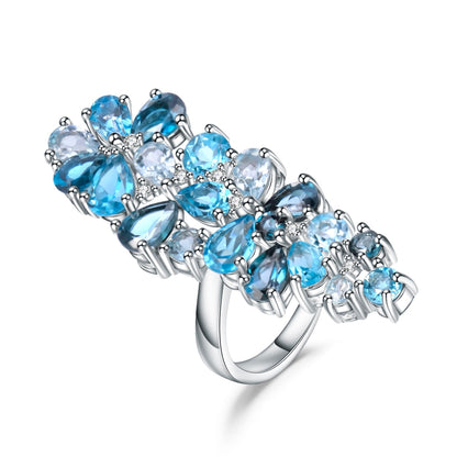 GRACE Gemstone Cluster Cocktail Ring in Sterling Silver