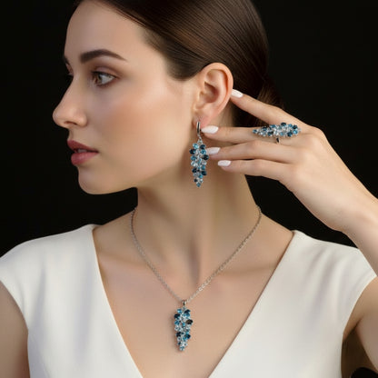 GRACE Gemstone Cluster Cocktail Ring in Sterling Silver