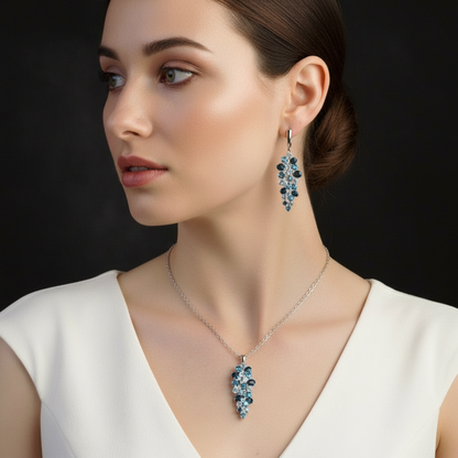 Pendientes colgantes con piedras preciosas GRACE en plata de ley