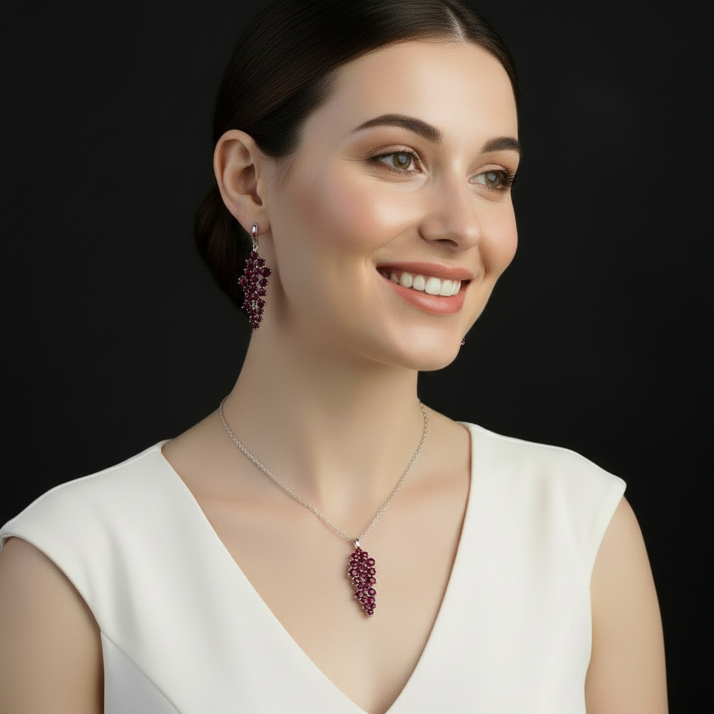 Pendientes colgantes con piedras preciosas GRACE en plata de ley