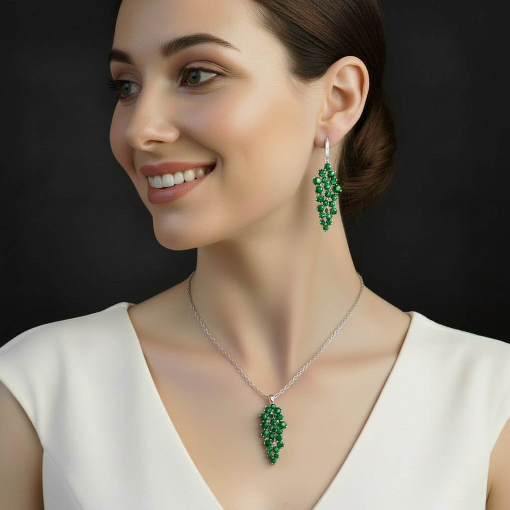 Pendientes colgantes con piedras preciosas GRACE en plata de ley