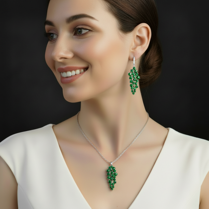 Pendientes colgantes con piedras preciosas GRACE en plata de ley