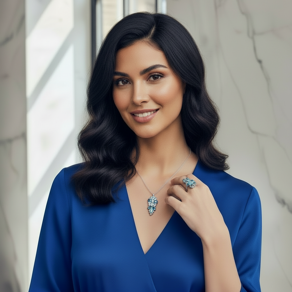 GRACE Gemstone Cluster Cocktail Ring in Sterling Silver