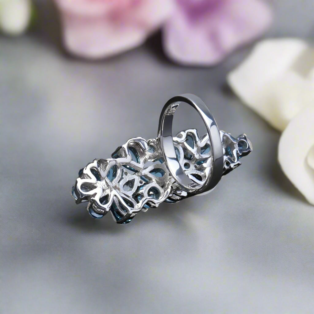 GRACE Gemstone Cluster Cocktail Ring in Sterling Silver