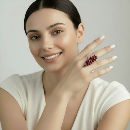 GRACE Gemstone Cluster Cocktail Ring in Sterling Silver
