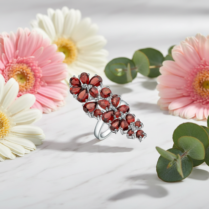 GRACE Gemstone Cluster Cocktail Ring in Sterling Silver