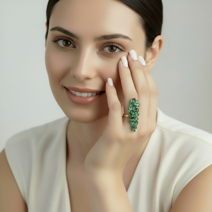 GRACE Gemstone Cluster Cocktail Ring in Sterling Silver