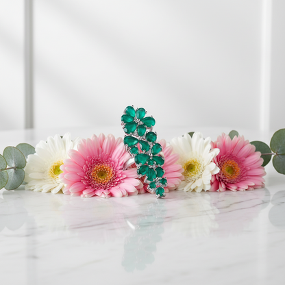 GRACE Gemstone Cluster Cocktail Ring in Sterling Silver