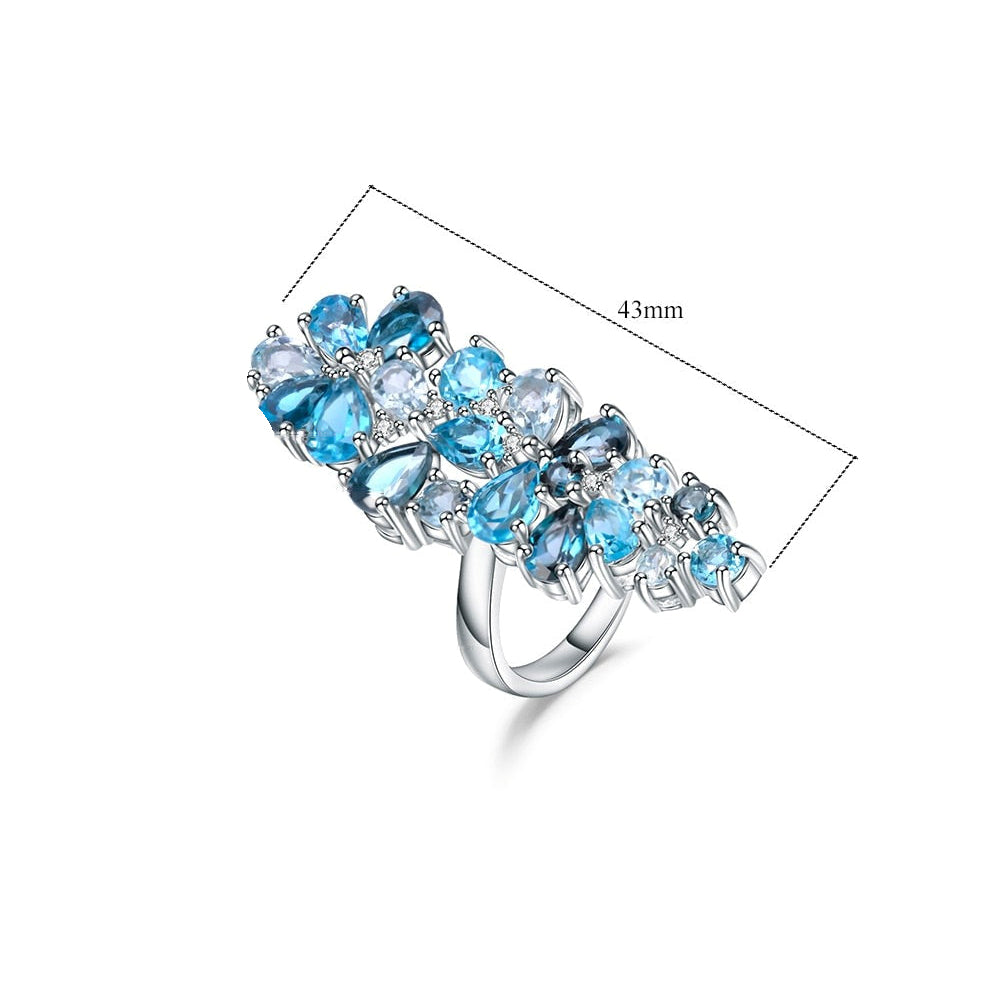 GRACE Gemstone Cluster Cocktail Ring in Sterling Silver
