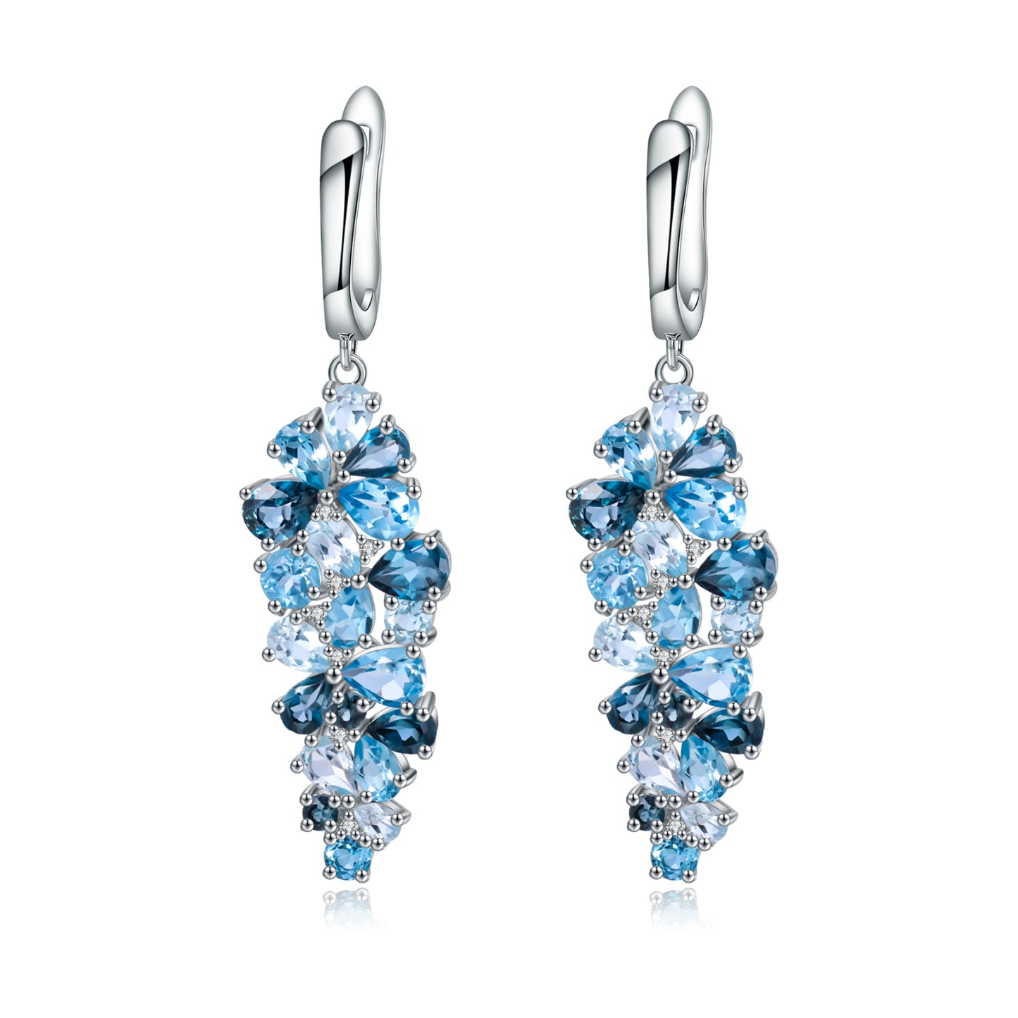 Pendientes colgantes con piedras preciosas GRACE en plata de ley