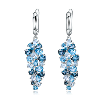 Pendientes colgantes con piedras preciosas GRACE en plata de ley