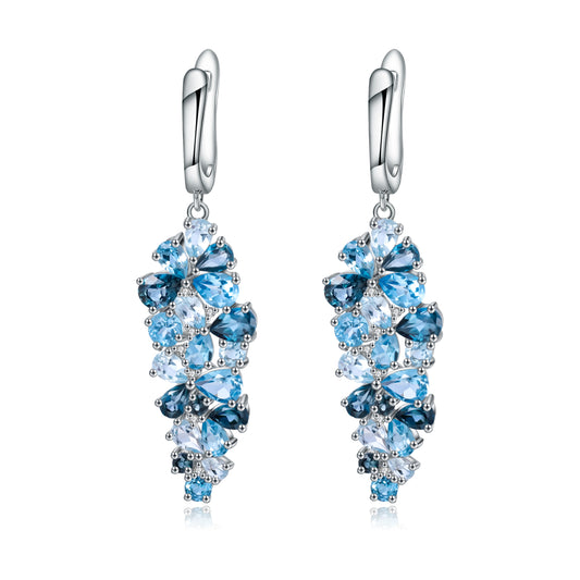 Boucles d'oreilles pendantes GRACE en argent sterling avec pierres précieuses