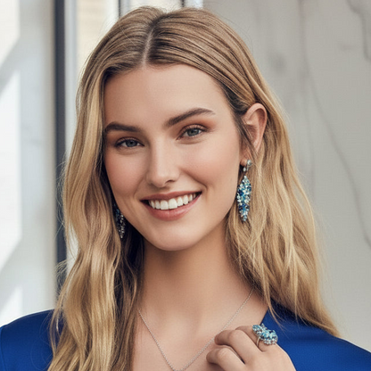 GRACE Gemstone Cluster Drop Earrings in Sterling Silver