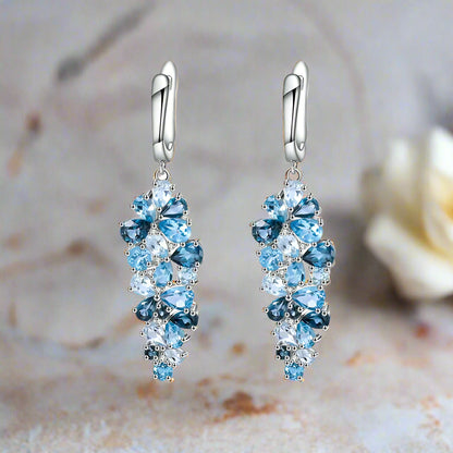 Pendientes colgantes con piedras preciosas GRACE en plata de ley