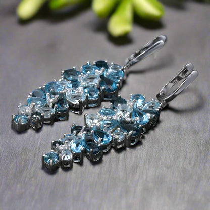 Pendientes colgantes con piedras preciosas GRACE en plata de ley