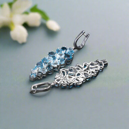 Pendientes colgantes con piedras preciosas GRACE en plata de ley