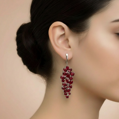 Pendientes colgantes con piedras preciosas GRACE en plata de ley