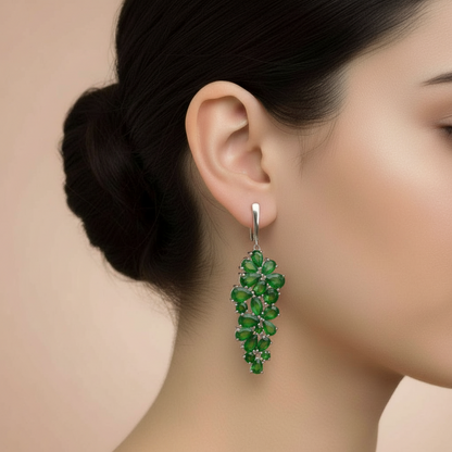 Pendientes colgantes con piedras preciosas GRACE en plata de ley