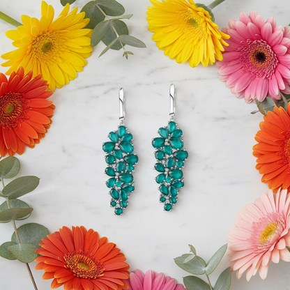 Pendientes colgantes con piedras preciosas GRACE en plata de ley