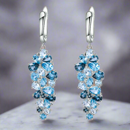 Pendientes colgantes con piedras preciosas GRACE en plata de ley