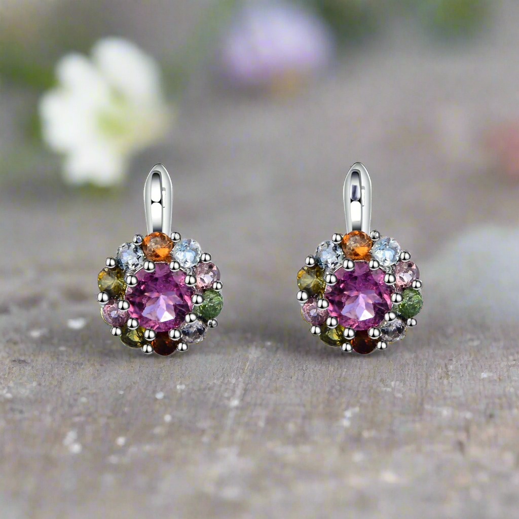 Pendientes GRACE con piedras preciosas en plata de ley