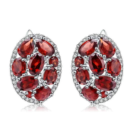 GRACE Gemstone Cluster Halo Earrings in Sterling Silver