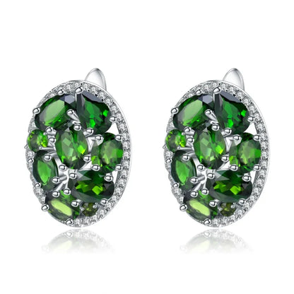 GRACE Gemstone Cluster Halo Earrings in Sterling Silver