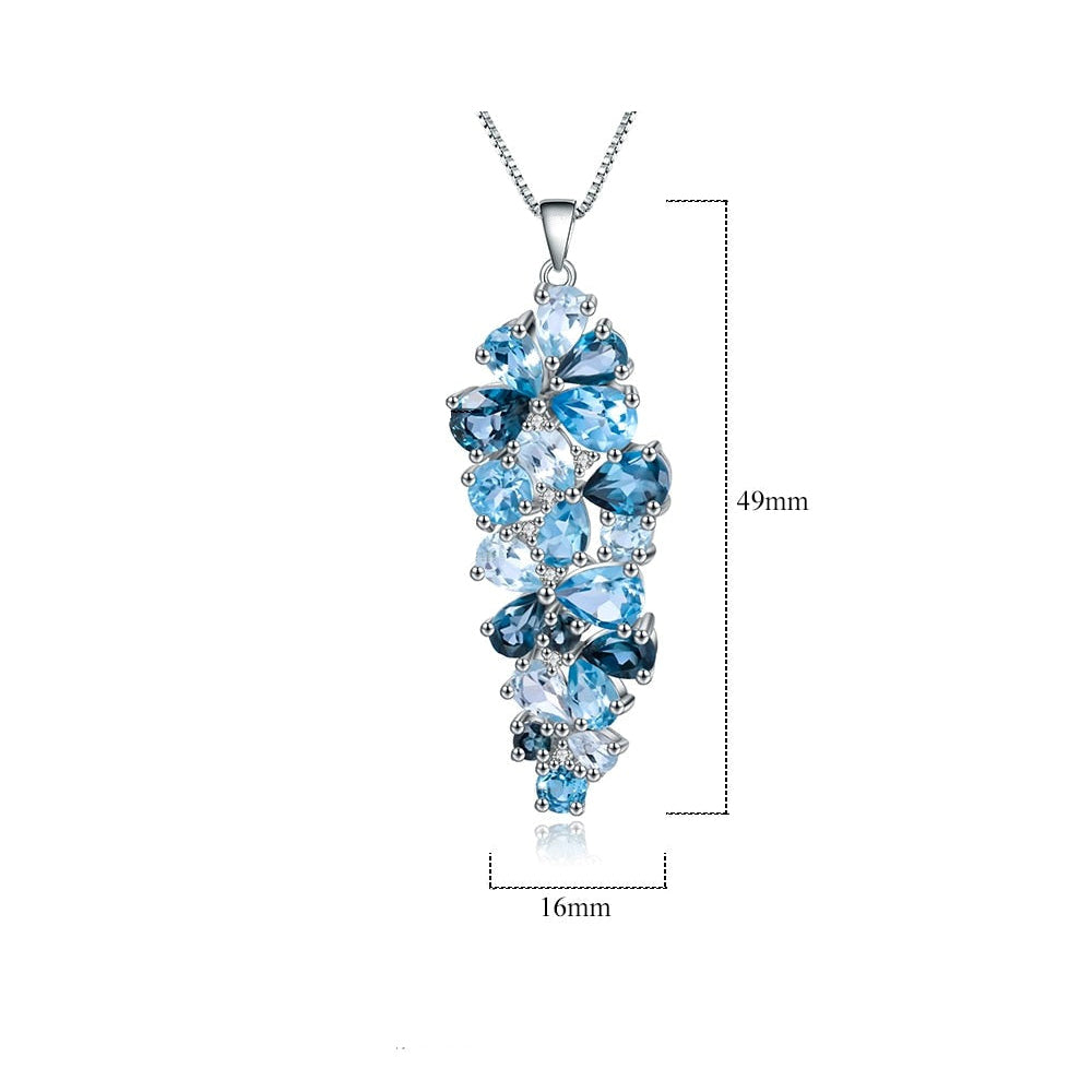GRACE Gemstone Cluster Pendant Necklace in Sterling Silver
