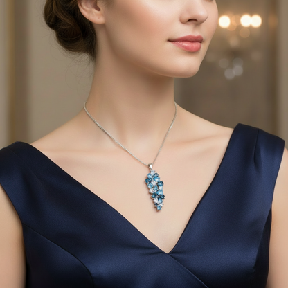 GRACE Gemstone Cluster Pendant Necklace in Sterling Silver