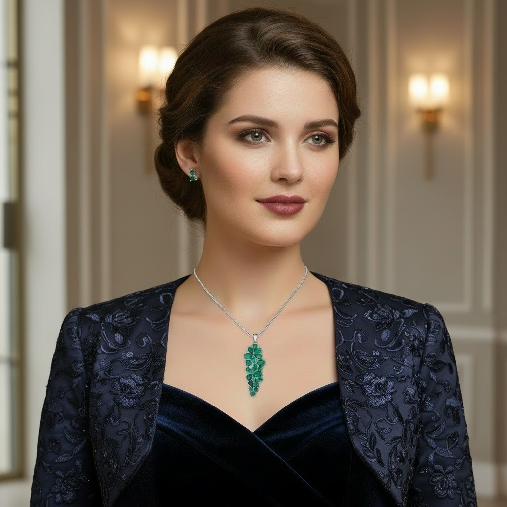 GRACE Gemstone Cluster Pendant Necklace in Sterling Silver