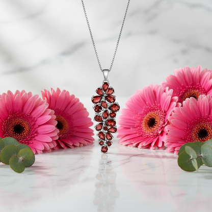GRACE Gemstone Cluster Pendant Necklace in Sterling Silver