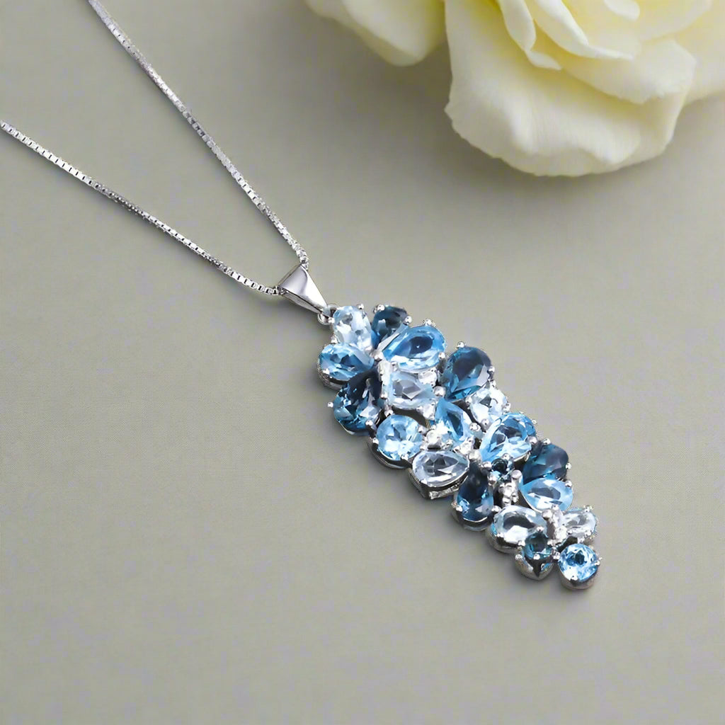 GRACE Gemstone Cluster Pendant Necklace in Sterling Silver
