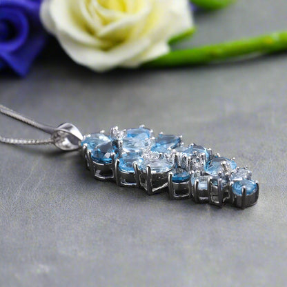 GRACE Gemstone Cluster Pendant Necklace in Sterling Silver