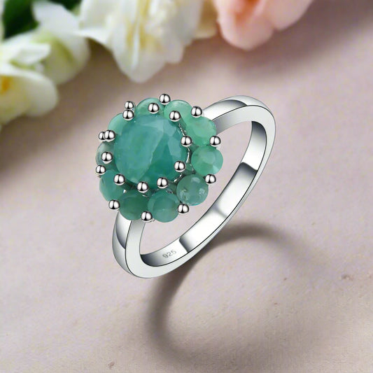 GRACE Gemstone Cluster Earrings Ring Set in Sterling Silver