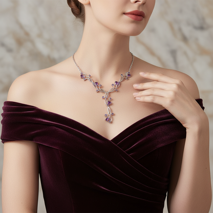 GRACE Gemstone Floral Necklace in Sterling Silver