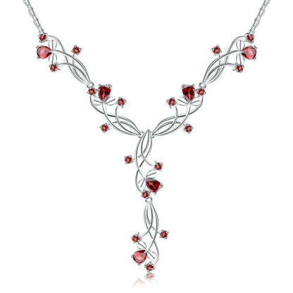 GRACE Gemstone Floral Necklace in Sterling Silver