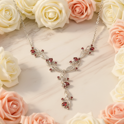 GRACE Gemstone Floral Necklace in Sterling Silver