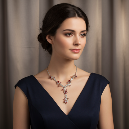 GRACE Gemstone Floral Necklace in Sterling Silver